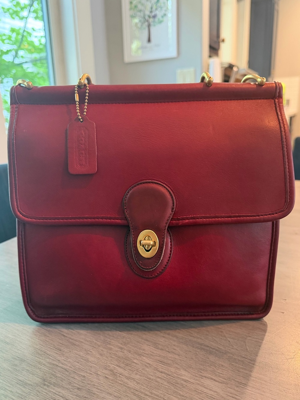 True Vintage Coach Red Willis with Brass Hardware - 1994 GUC